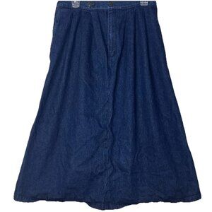 Favorites Denim Skirt Sz 11/12 Pleated A-line Pockets Dark Wash